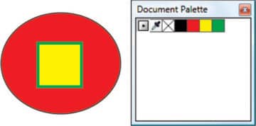 Paleta de documento - Contorno y colores de relleno añadidos