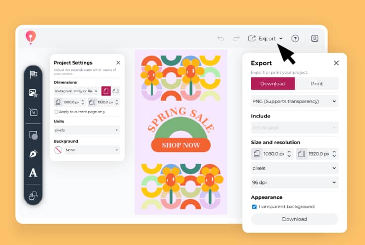 Export and share on Instagram