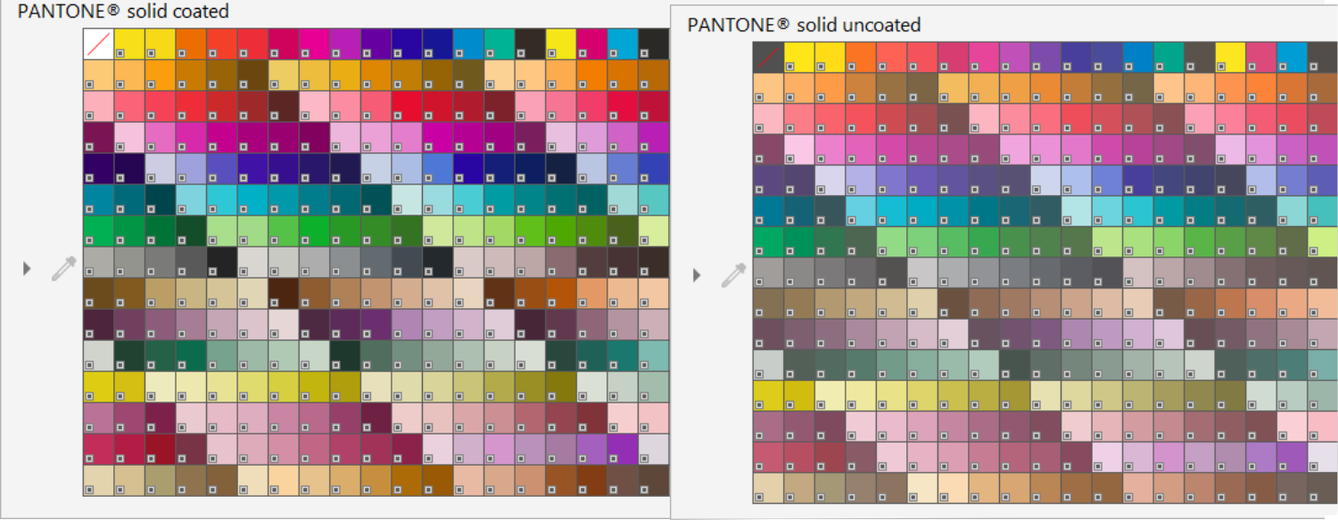 4 examples of Pantone Color Palettes for print in CorelDRAW