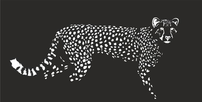 black and white vector image of jaguar