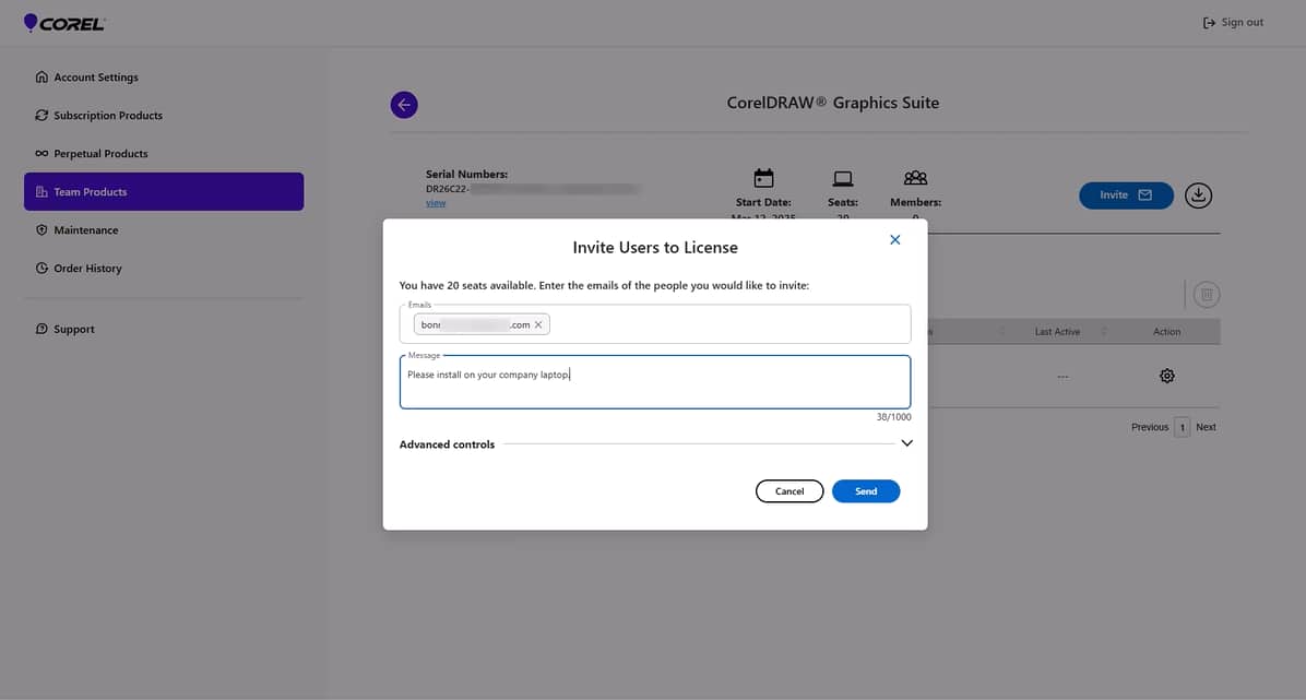 Send invite business license