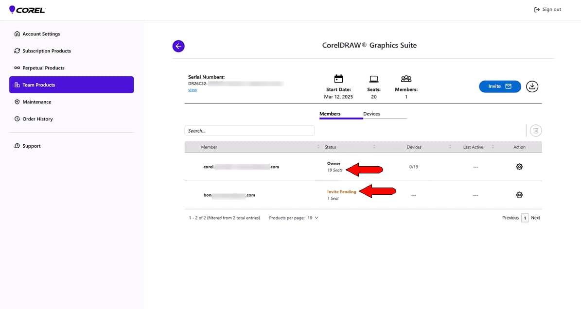 Business license invite pending