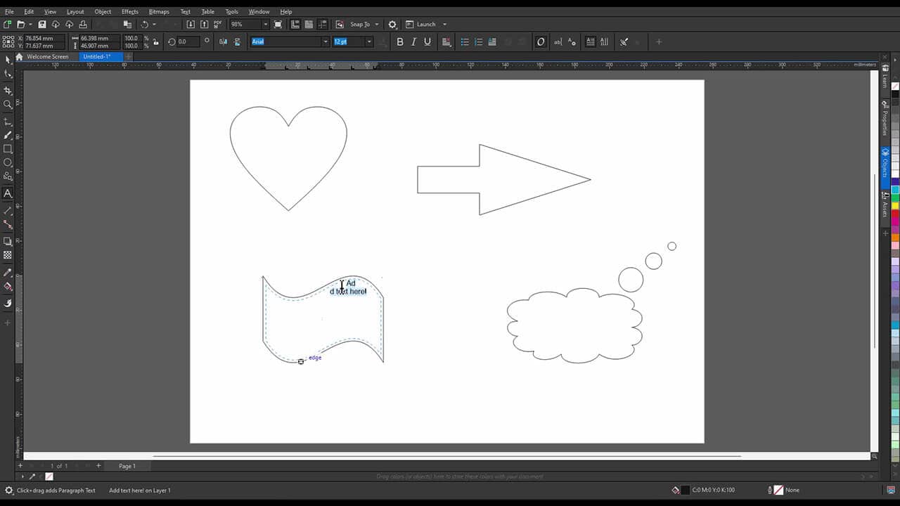 Add text to a shape