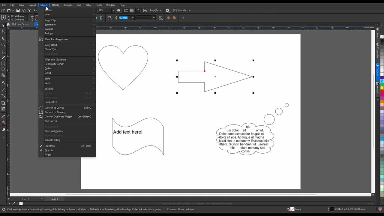 Convert shapes to curves for more control