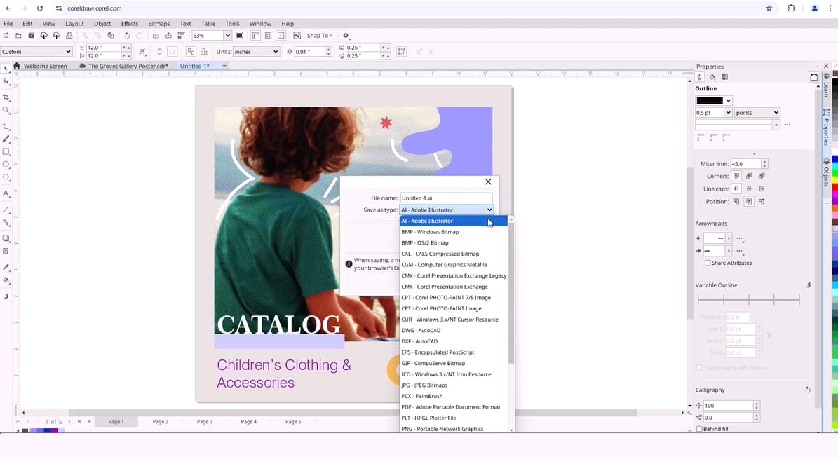 CorelDRAW Web support multiple formats
