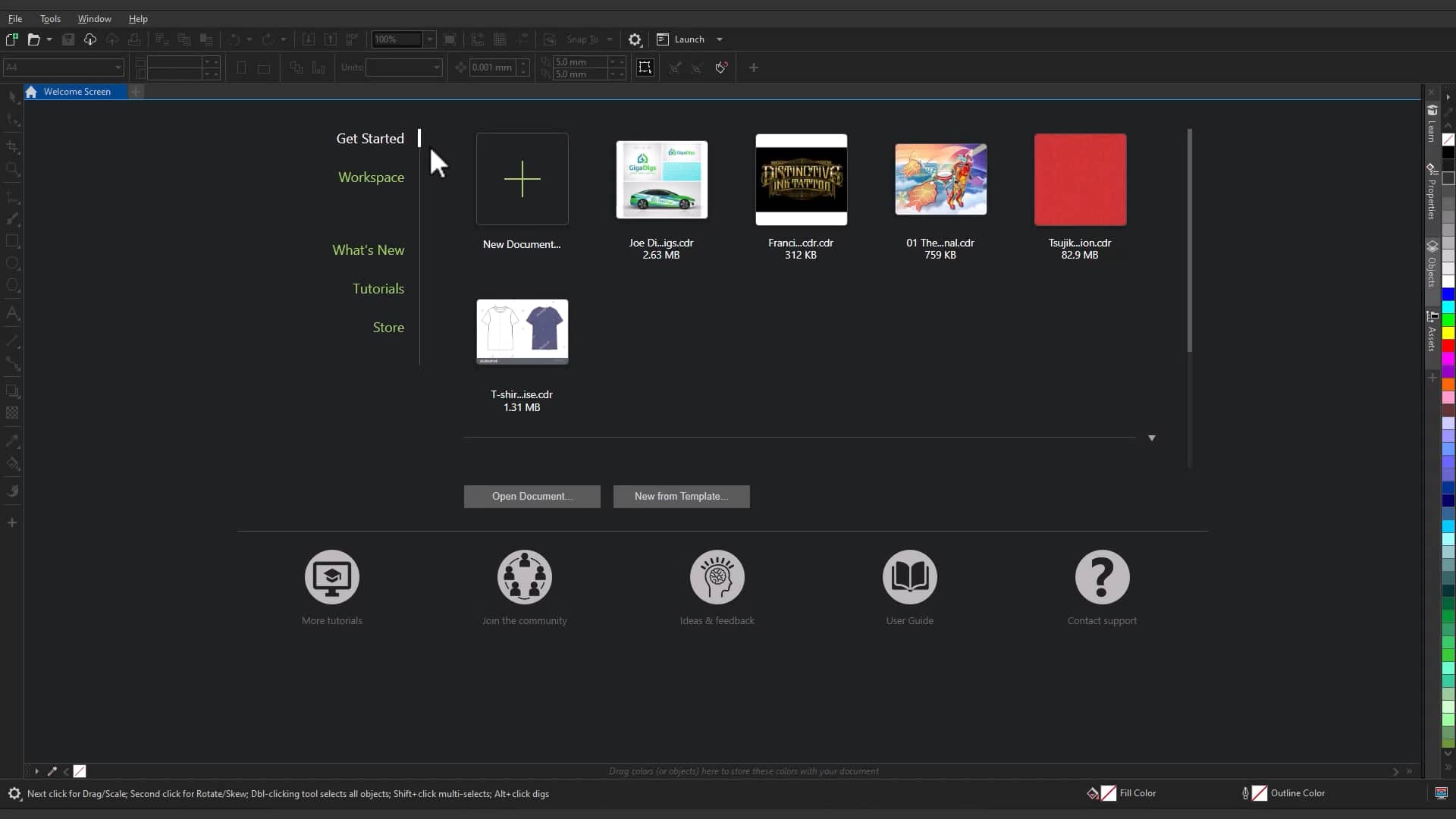 How to explore the CorelDRAW welcome screen