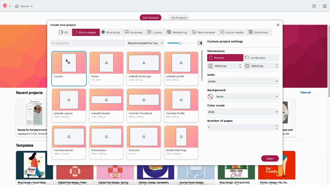 Start your CorelDRAW Go project