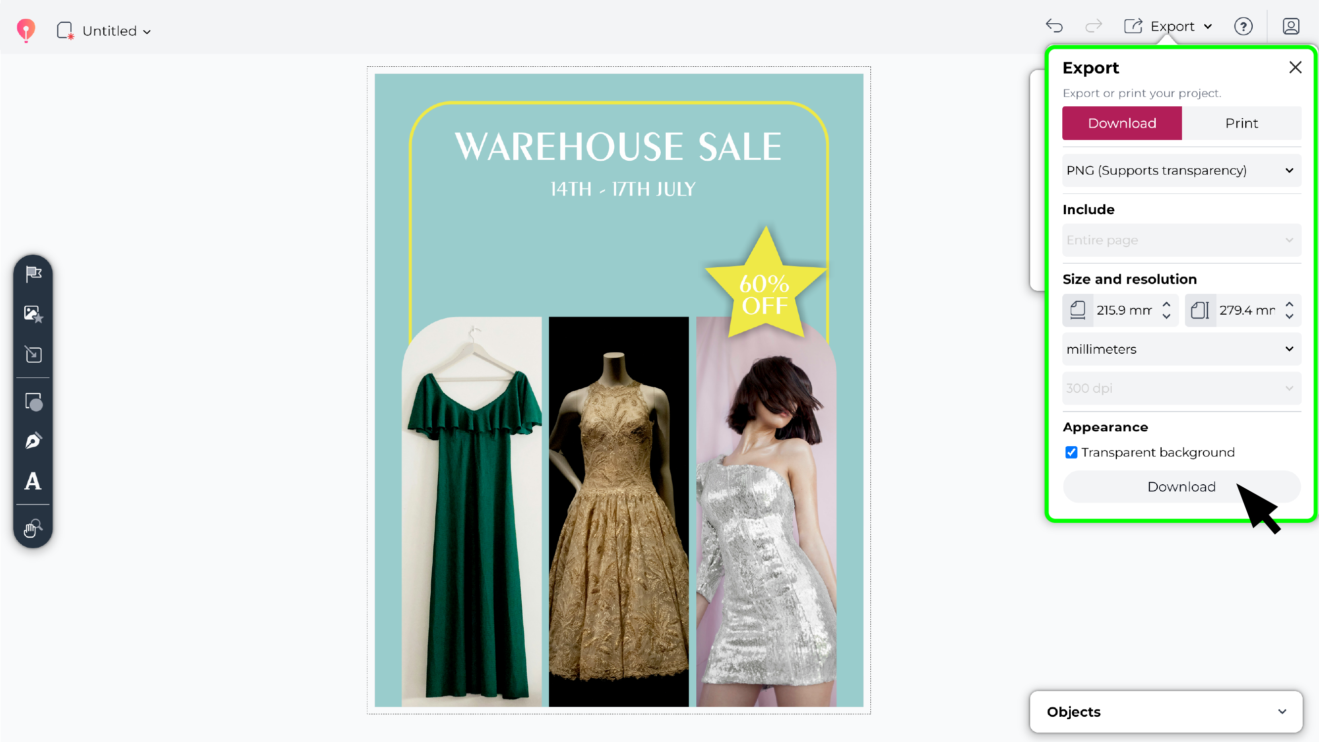 Export and print your final design