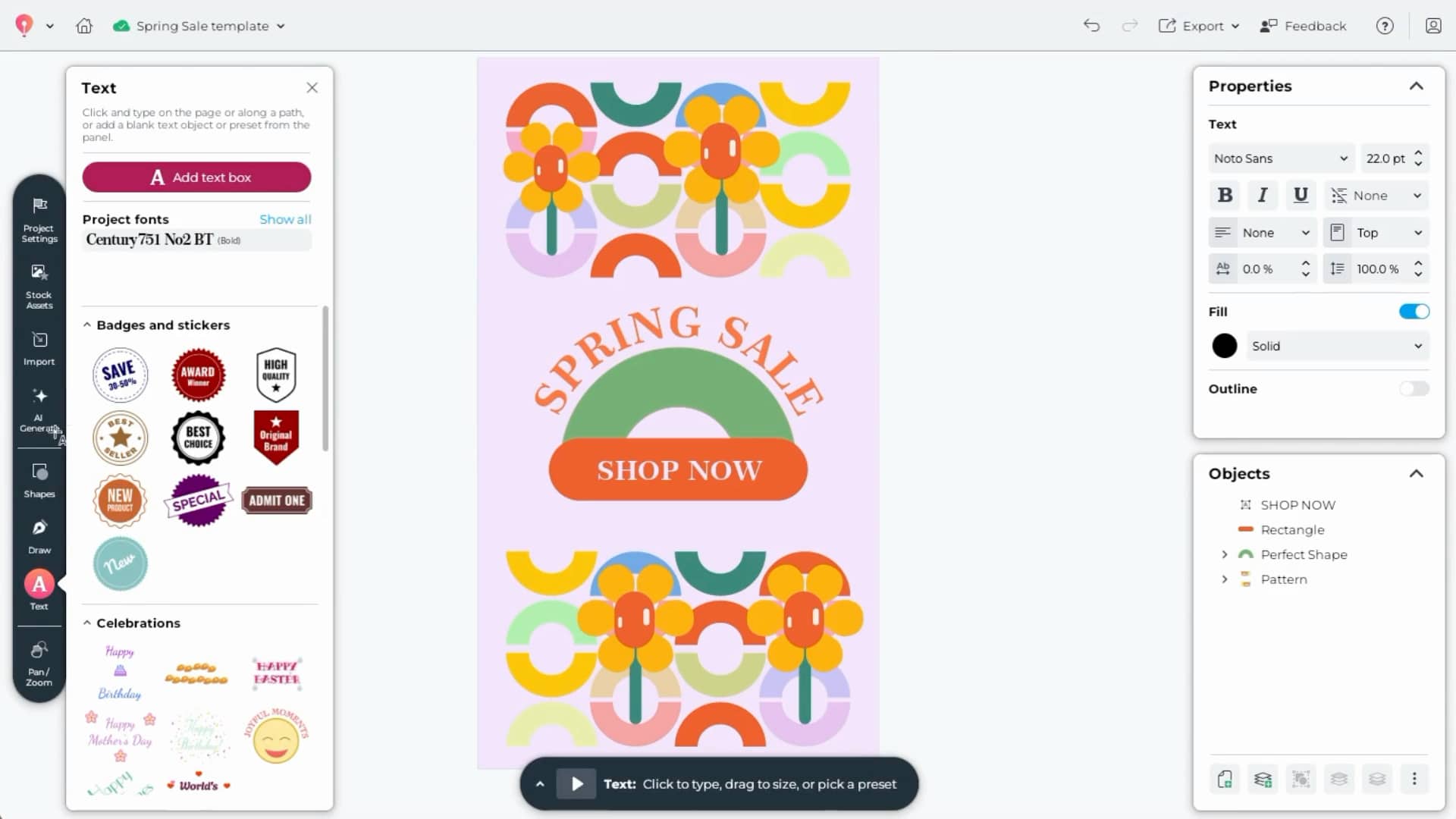 Add a text badge to a social media design