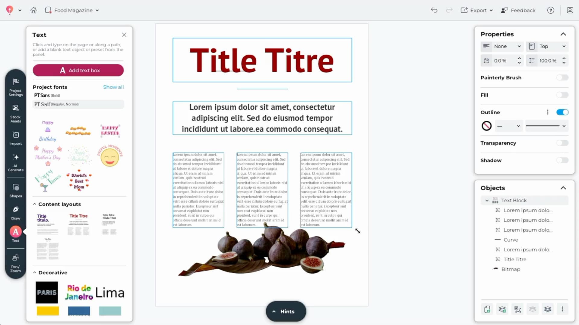 Create a content layout from scratch