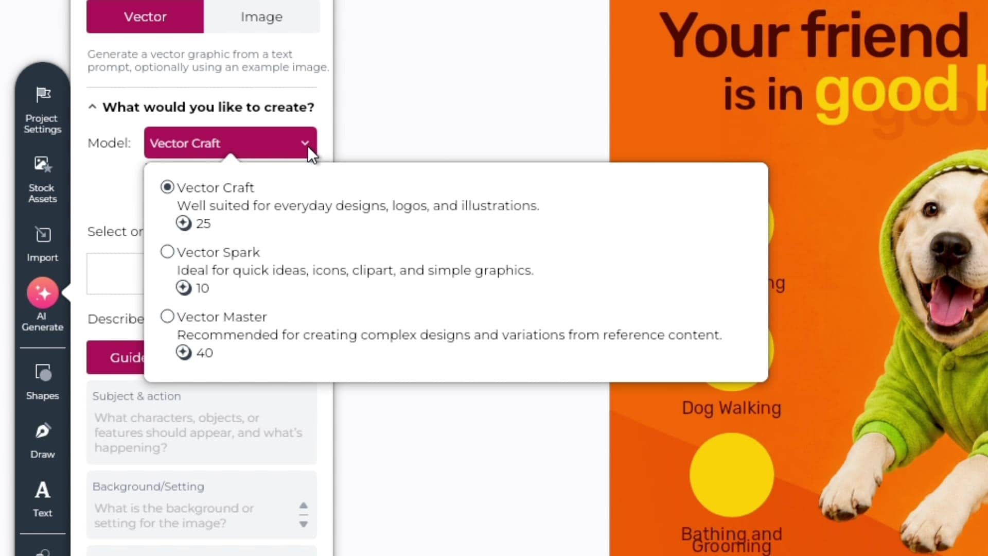 Choose a vector model