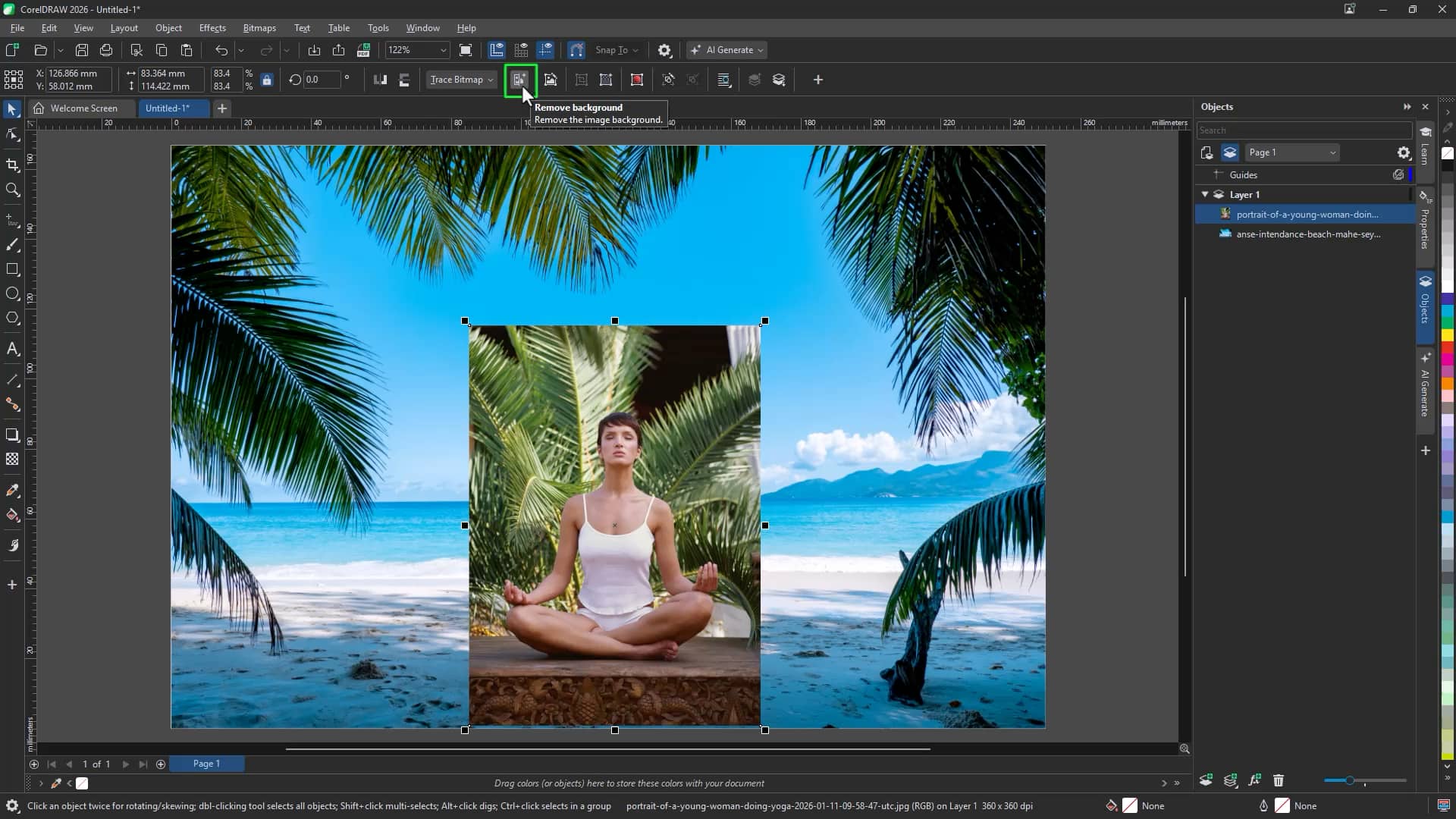 Select an image and click Remove Background