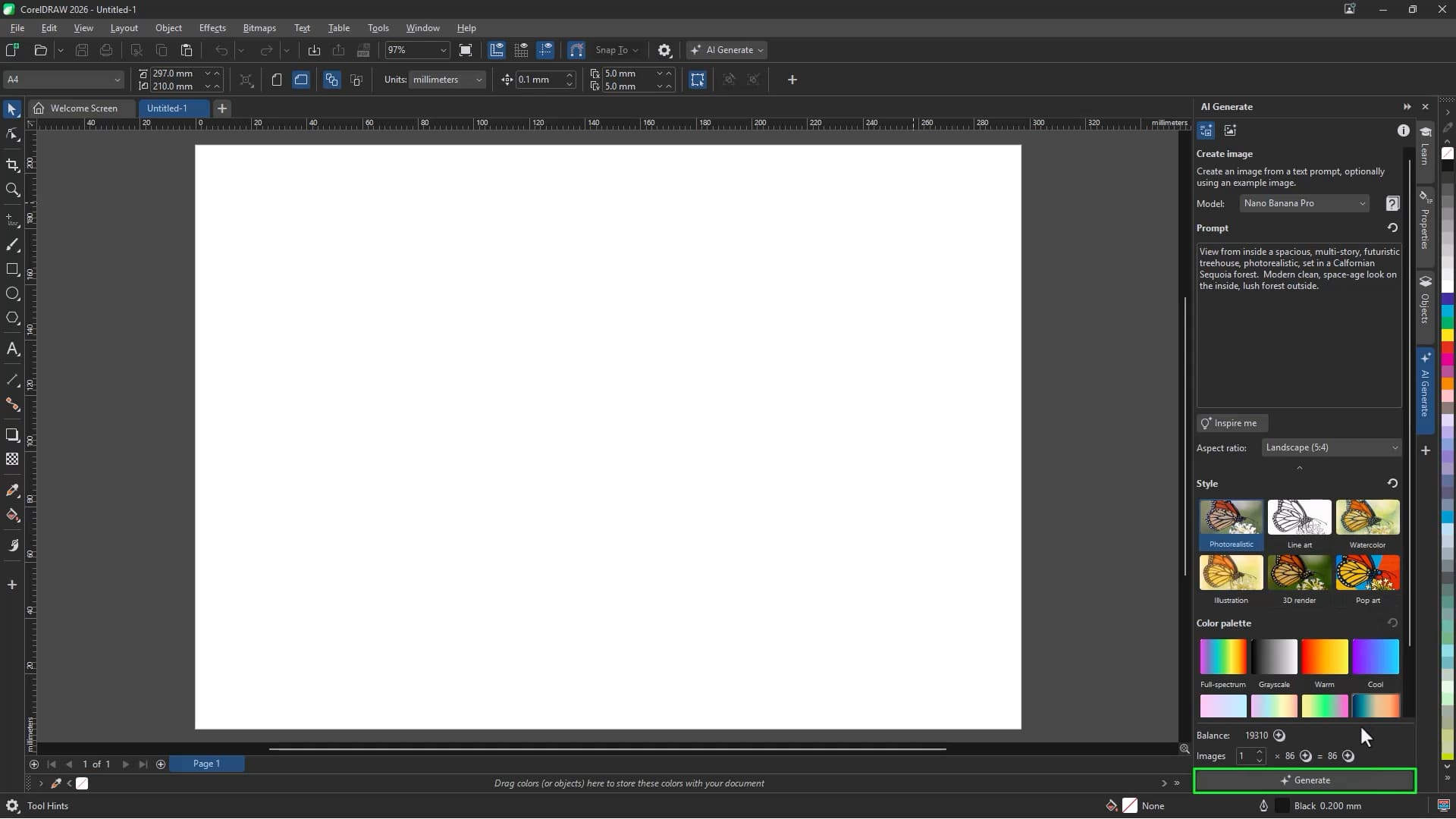 Create original visuals with AI Generate