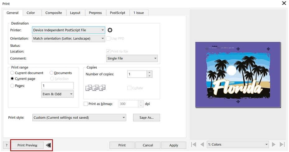 Print preview small/ large