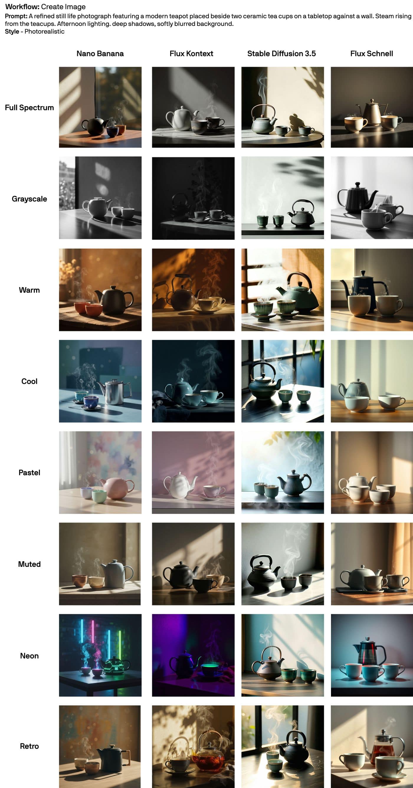 compare ai models photorealistic tea