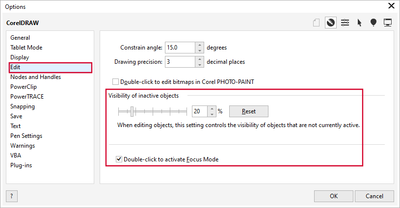 How to change the default Focus Mode settings